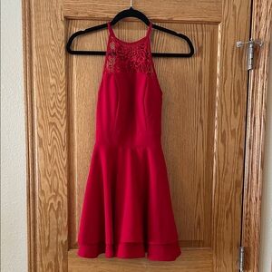 Honey and Rosie Red Lace Halter Dress